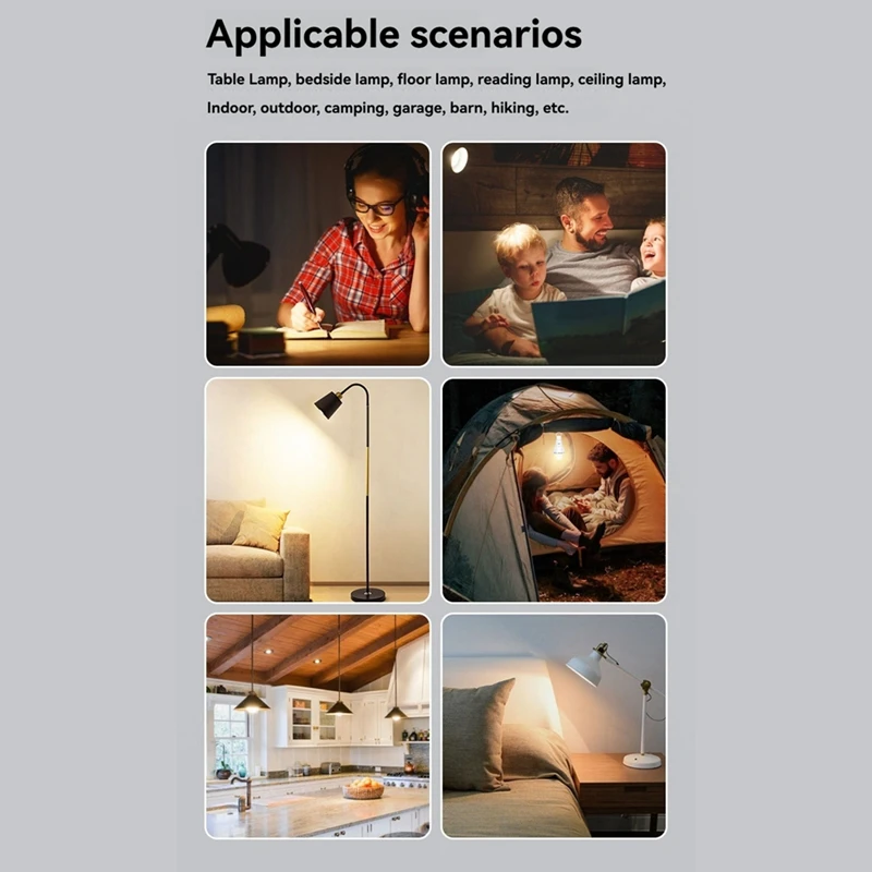 ABAE-bombilla LED recargable por USB inalámbrica con atenuación táctil inteligente, interruptor de sincronización remota de temperatura de 3 colores para el hogar al aire libre
