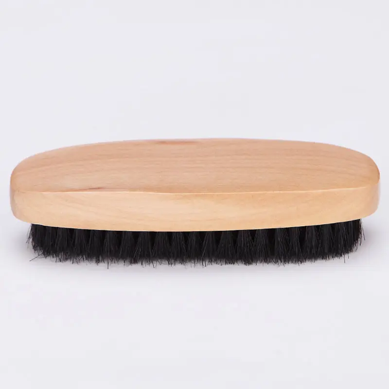 1pc Oval black pig hair brush polishing wooden brush professional leather shoe cleaning and care brush for leather care