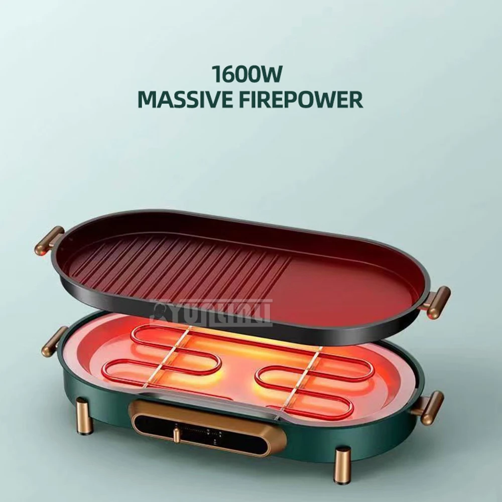 Household Smokeless Barbecue Machine Multifunctional Electric Grill Hotpot Machine Churrasqueira