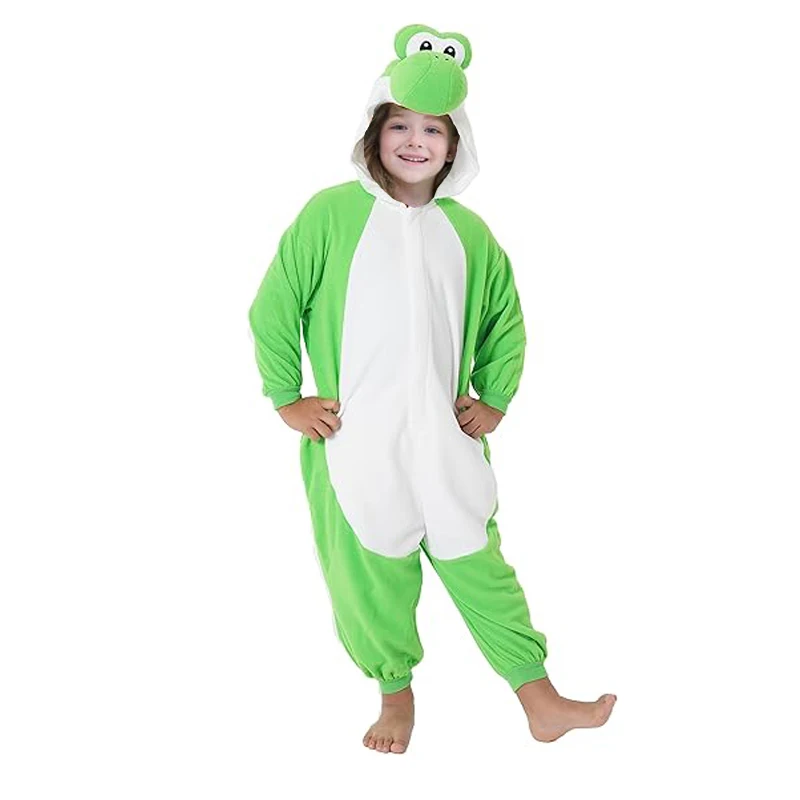 Kids Onesies Yoshi Kigurumi 소년 잠옷 만화 코스프레 의상 크리스마스 할로윈 양털 잠옷 Anime Homewear Pijamas