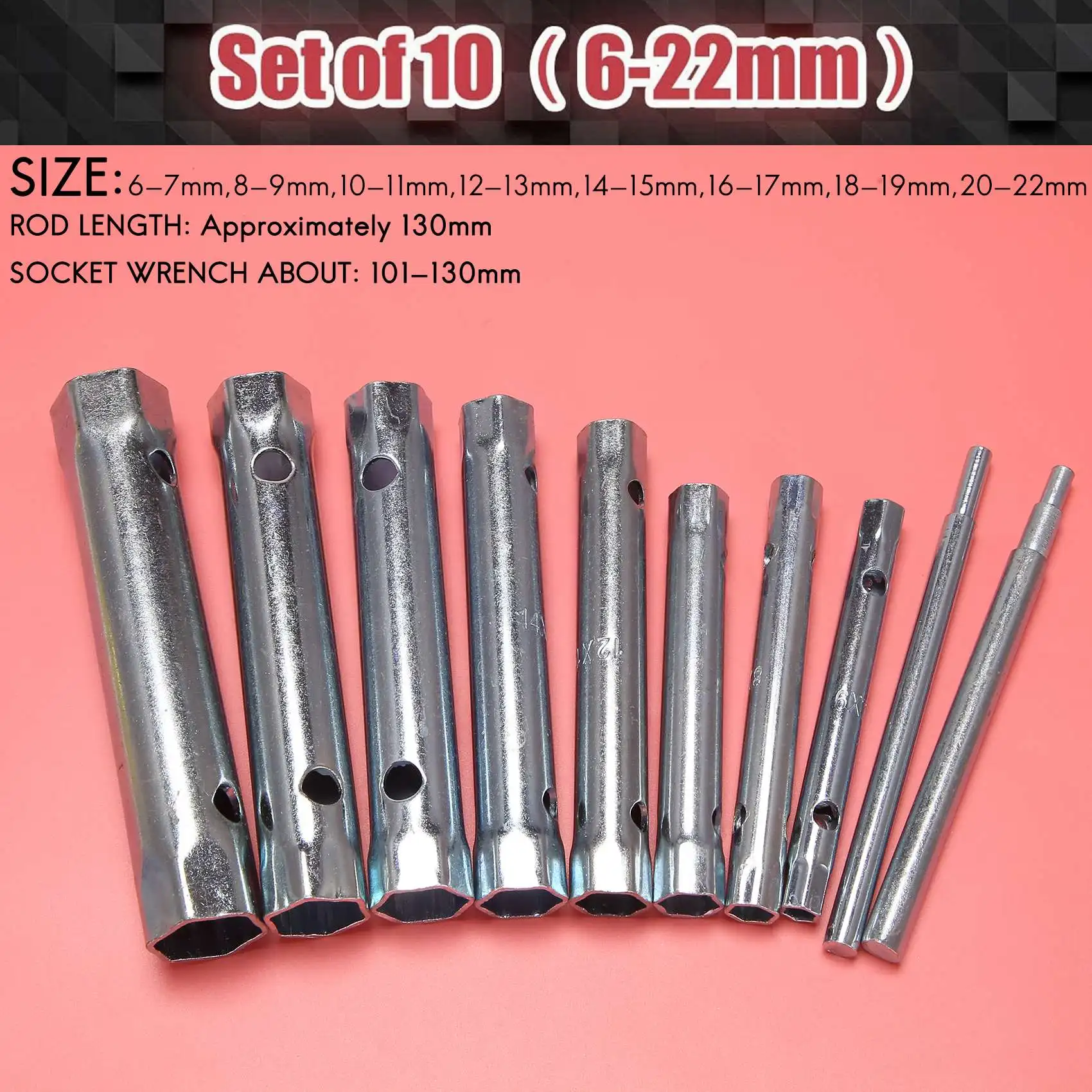 N37R_6N 10Pcs 6-22mm Metric Tubular Box Wrench for Automotive Plumb Repair