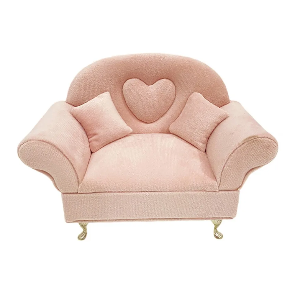 Dutch Velvet Sofa Shaped Jewelry Box Bracelet Pink Mini Couch Earrings Ring Display Stand Elegant with Mirror House Furniture