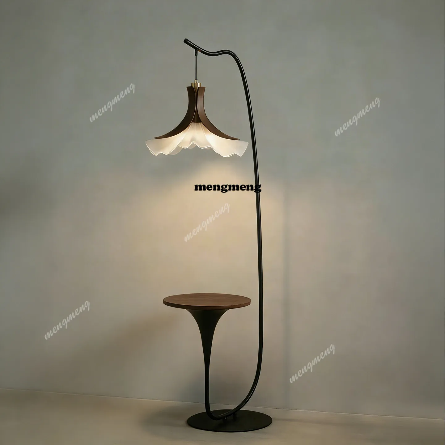 Medieval style floor lamp living room walnut color wrought iron petal lampshade advanced atmosphere light customization