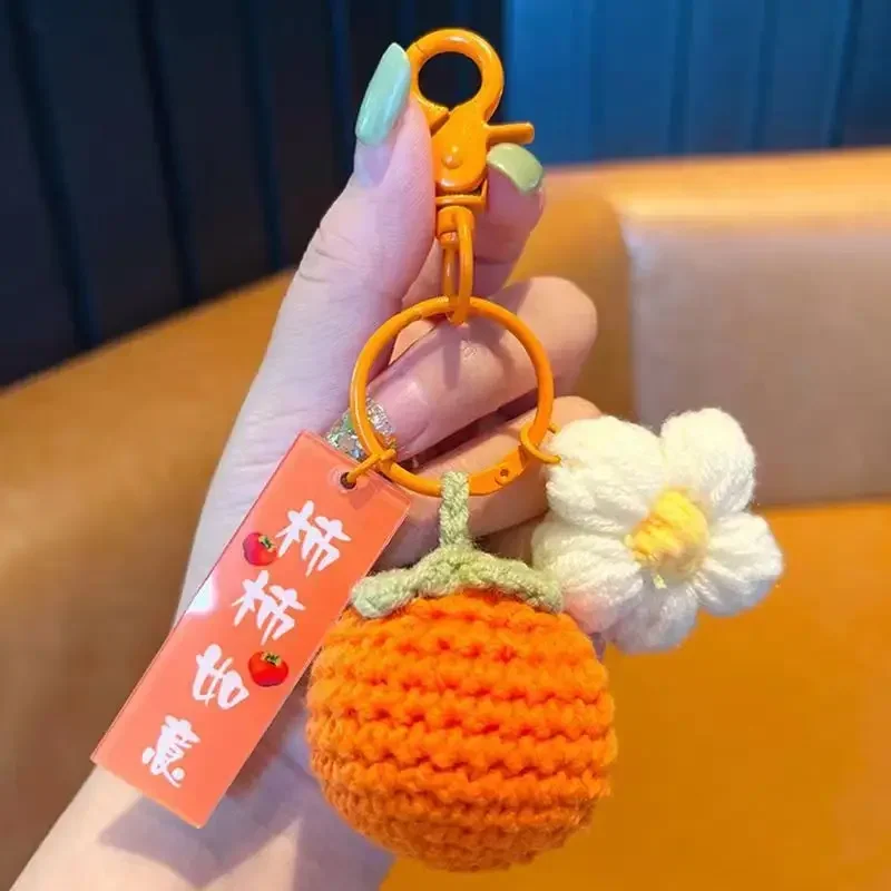 Gestrickte Haken Weben Persimmon Ruyi Schlüsselbund Obst Anhänger Tasche Auto Dekoration Zubehör Handheld Geschenke und Zubehör