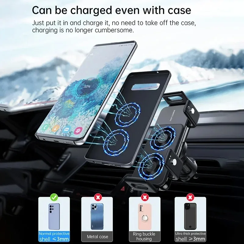 

Car Wireless Charger Dual Coil Fold Screen For Samsung Galaxy Z Fold 3 2 Flip 4 3 iPhone Fast Phone Charging Vent Mount Holder