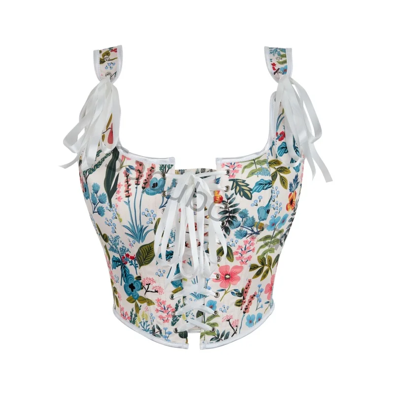 

Корсет для женщин, топ-бюстье, винтажный Ренессанс, шнуровка на талии, средневековая мода, белый цвет