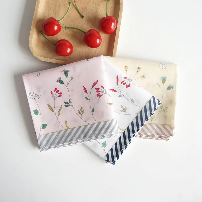 Pañuelo de algodón con estampado Floral japonés para mujer, toallita peinada, pañuelo cuadrado para el sudor, toalla pequeña de 45cm, 6 uds.