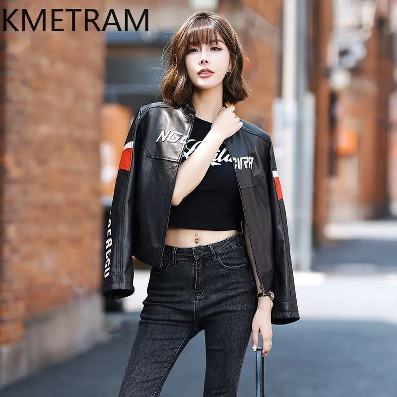 100% Sheepskin Real Leather Jacket Women Motorcycle Cropped Jackets 2024 Autumn Winter Clothes 2024 New in Outerwears дубленка