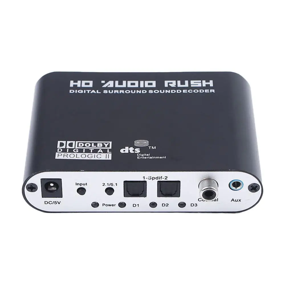 Konverter Analog koaksial HD SPDIF, AUX 3.5mm ke 6RCA DAC konverter AC3 Audio Digital ke dekoder Amplifier dekoder Audio