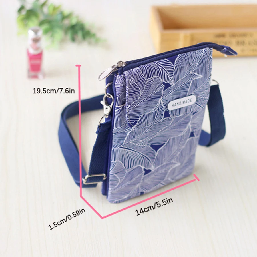 جميع أنحاء طباعة ريفي النسيج متعدد المقصورة محفظة نسائية للعملات المعدنية مفتاح المنظم Crossbody حقيبة الهاتف المرأة حقيبة كروسبودي حقيبة كتف #2