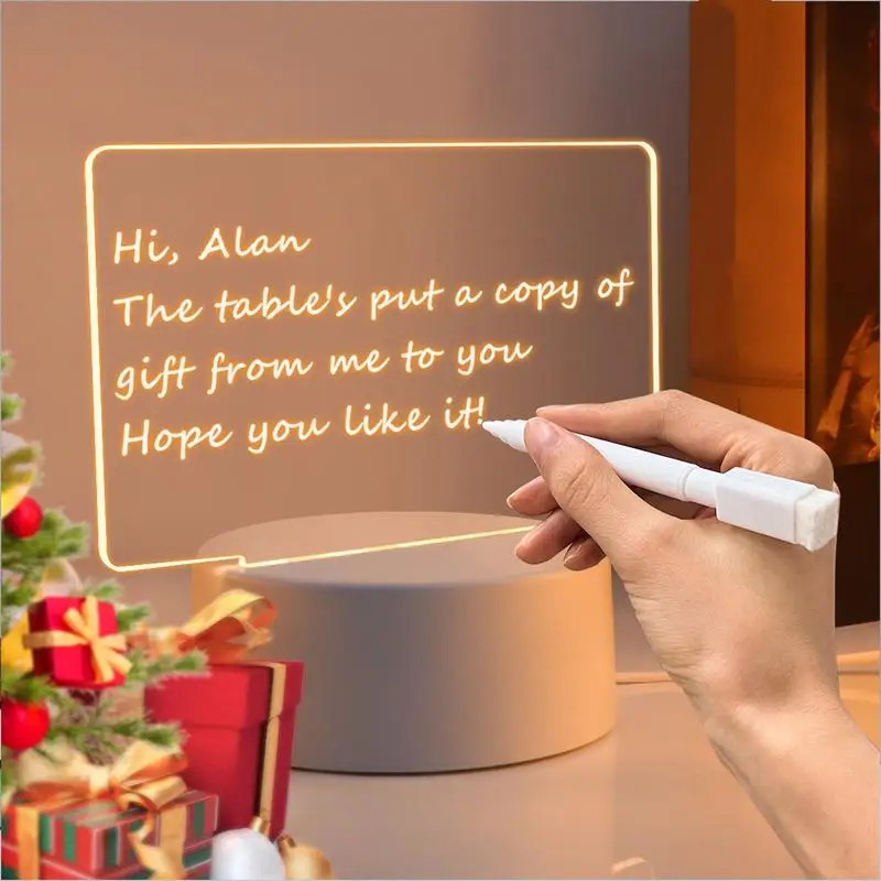 

Transparent Message Board Night Light Glowing Memo Acrylic LED Ambient Lights Daily Moment Note Board Erasable Room Decor Gift