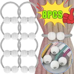 New 8-1PC Pearl Magnetic Curtain Clip Curtain Holders Tie Back Buckle Clips Hanging Ball Buckle Tie Curtain Decor Accessories