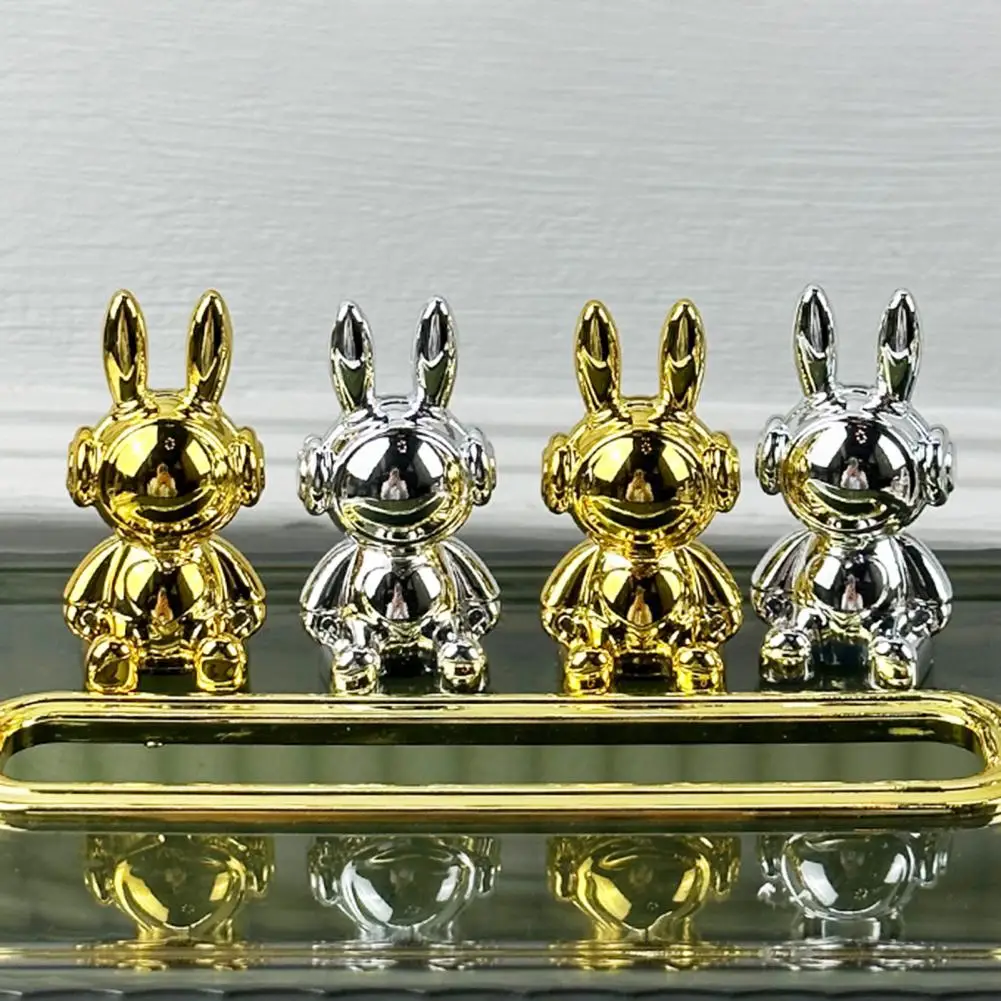 2 Pcs Rabbit Ornaments Sitting Bunny Statues with Adhesive Tabletop Decor Rabbit Figurines for Home Desk Cabinet Car