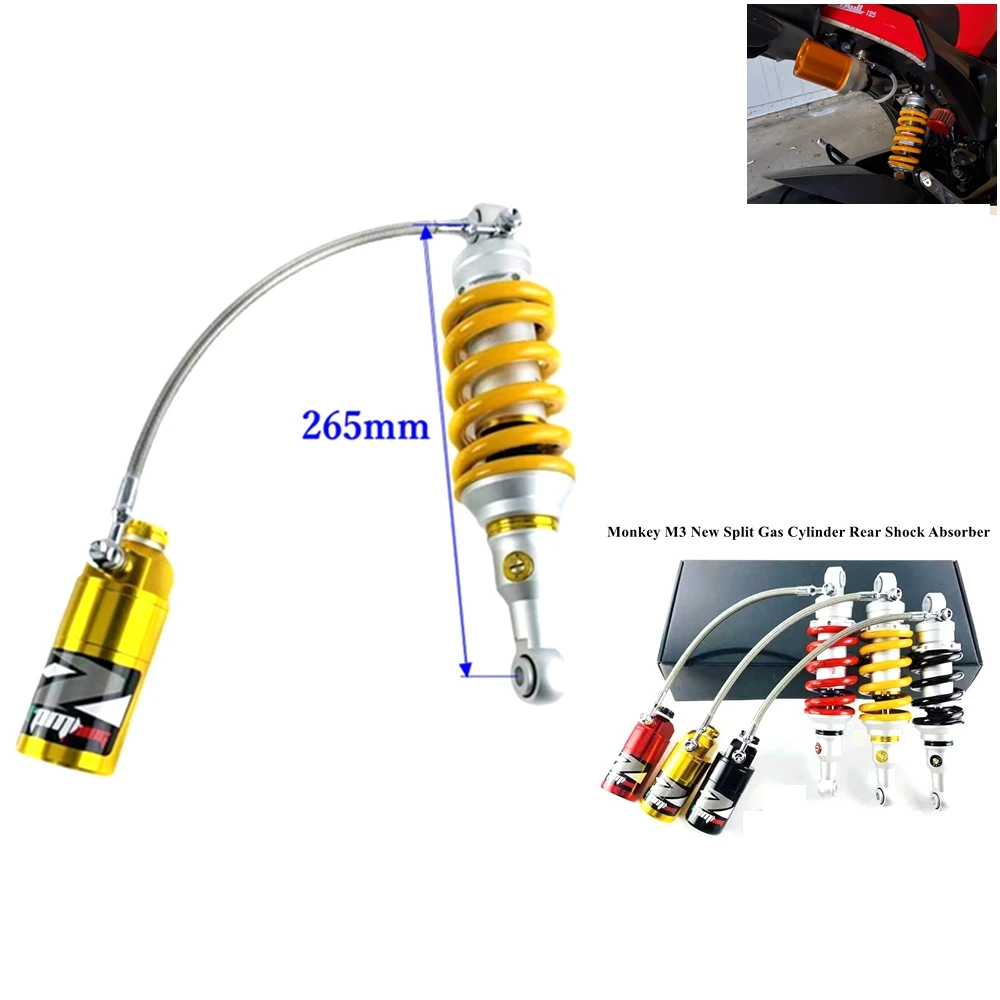 

Motorcycle Modified Parts 265 mm Central Rear Shock Dual Damping Adjustable Universal For Honda MSX125/SF Monkey M3 M5 M6 Z6 Etc