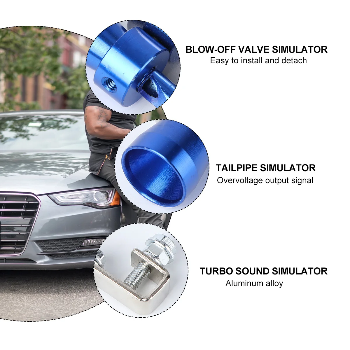 2 قطعة ضبط السيارة التوربينات صافرة أسلم العادم صانع الضوضاء للمركبة بصوت عال محرك الصوت كليب على تركيب الأزرق S الحجم