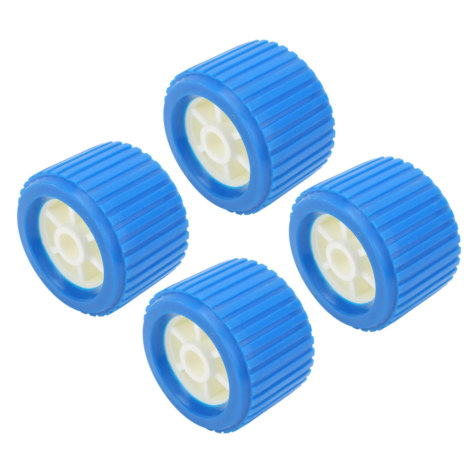4PCS Marine Ribbed Wobble Roller 108x75x19mm Blue PP for Boat Yacht Trailer High Temp Resistant