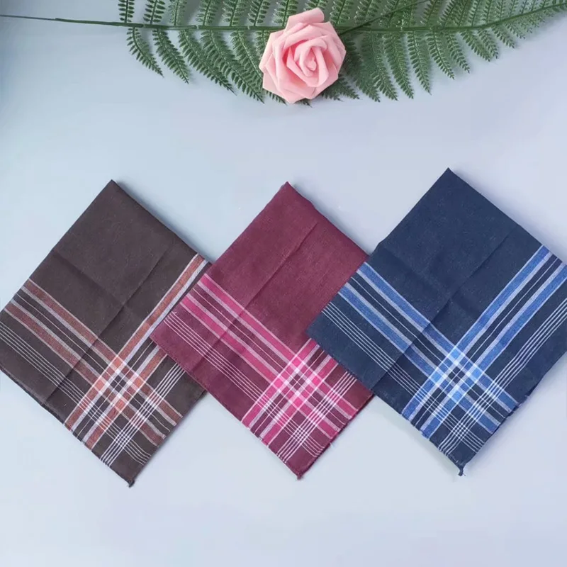 12 Packs Men‘s Fashion Plaid Polyester Cotton Handkerchiefs Decorative Suits Hanky Vintage Plaid Handkerchiefs