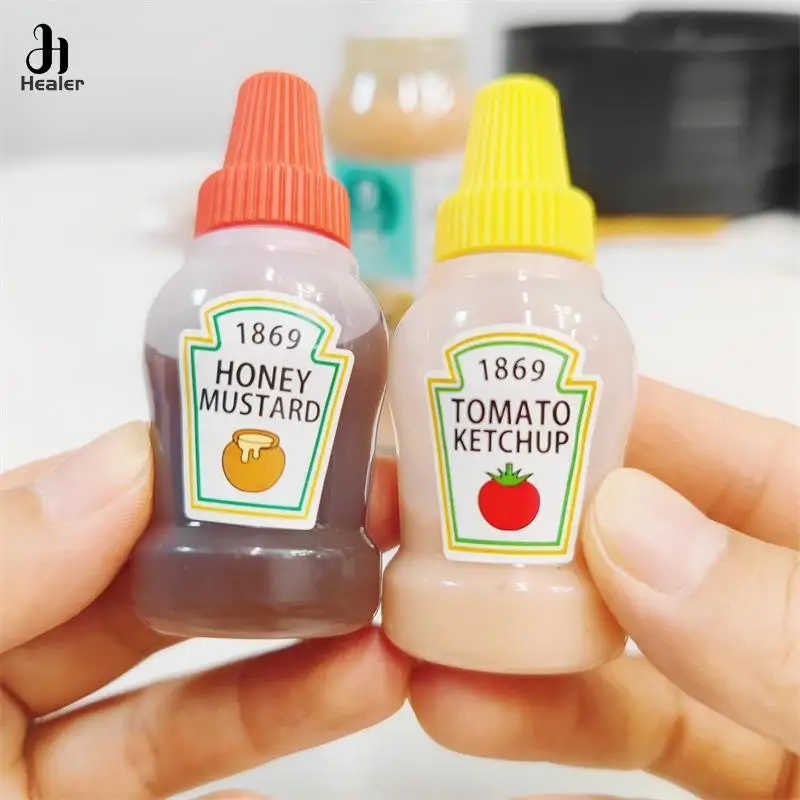 2pc Transparent Spices Bottle with Lid Portable Mini Squeeze Sauce Ketchup Bottle Dispenser Salt Spice Jar Sauce Squeeze Bottle