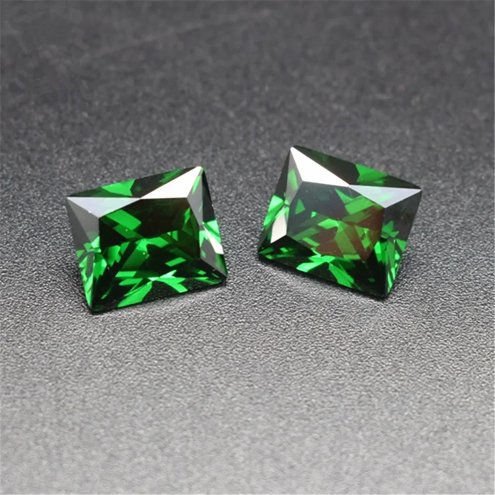 Rectangle Shape Princess Cut Medium Green Emerald