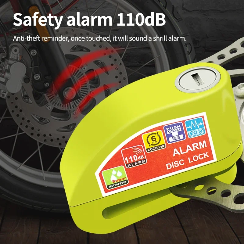 Motorcycle Bicycle Lock Alarm Safety Protection Padlock Disc Aluminum Alloy Anti-Theft Reminder Rope Lock Bag Motorcycle Accesso view 3