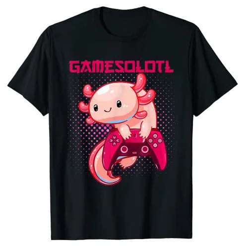 Gamer Axolotl-Lover Cute Axolotl Gaming Video Game Gifts T-Shirt Kawaii Style Graphic Teenagers Tee Tops Summer Fashion Clothes