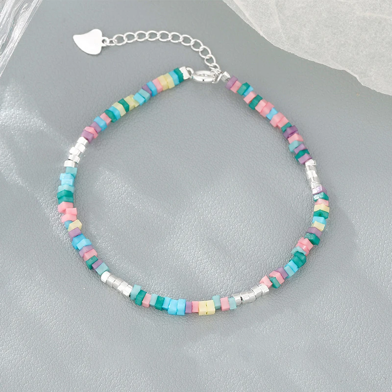 

Creative Light colored series White Blue Pink Yellow Bracelets for women Exquisite Irregular Small Square Bracelet Party Jewelry