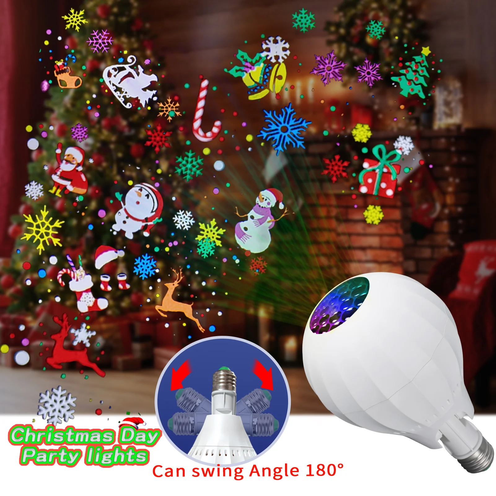 Christmas Snowflake Projector Lights 16 Patterns LED 180° Rotating Snowman Lamp for Outdoor Indoor Holiday Party Garden Decor