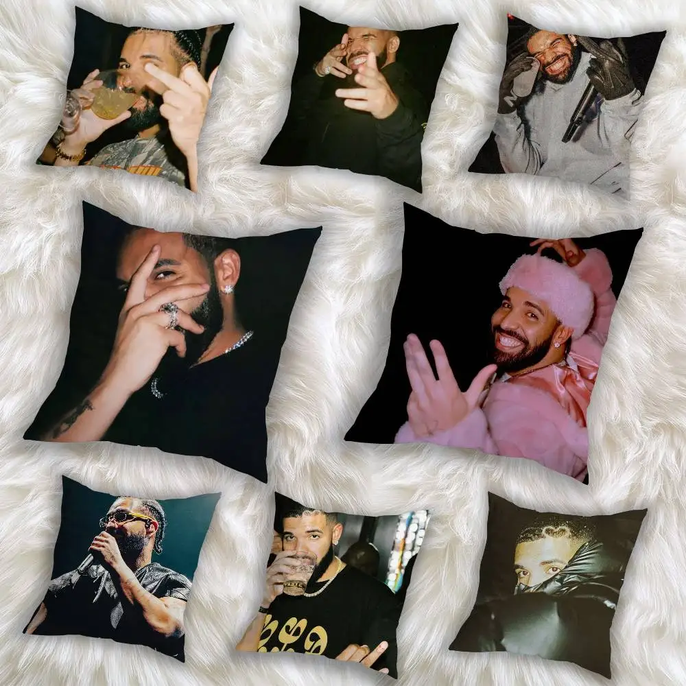 

cool D-Drake OvO Rap Pillow Case Square Double-Sided Printing Short Plush Sofa Cushion Cover Bedroom Bedside Pillow