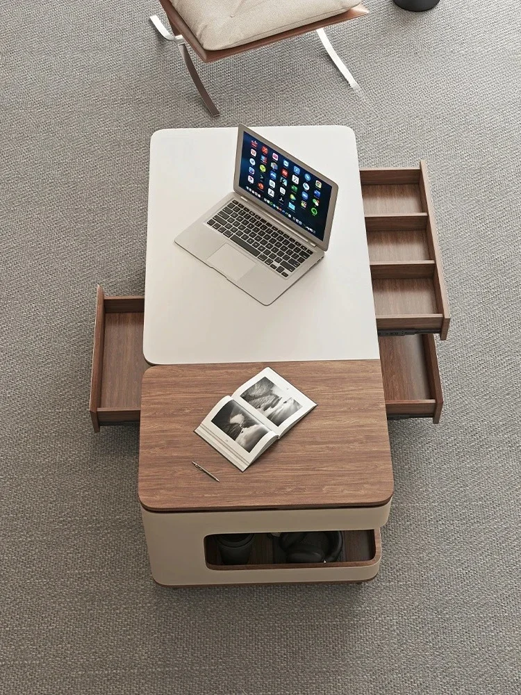 

French Cream Style Stone Plate Tea Cart Simple Modern Creative Small Apartment Home Lifting Tea Table