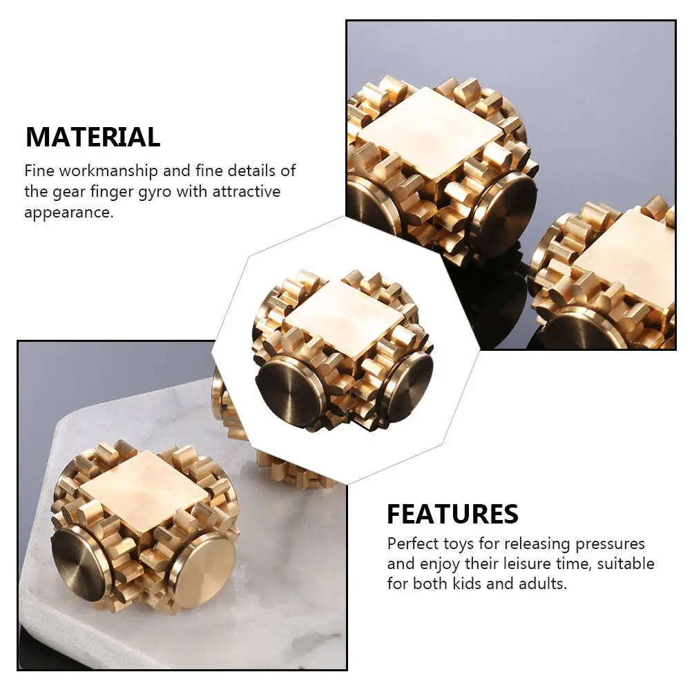 

1pc Brass Gear Gyro Mini Decompression Plaything For Kids Adults Portable Fingertip Stress Relief Cube Game Hobby
