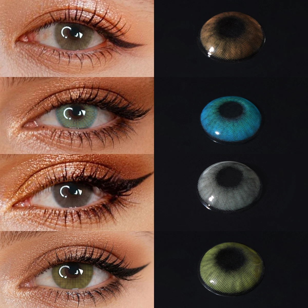 VISUASHOW Aurora Brown Lentilles de contact colorées sur ordonnance Myopie -1.00 à -8.00 Lentilles souples marron pour maquillage quotidien des yeux Cosmétique