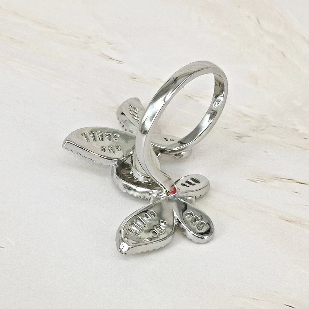 DreamCarnival1989 Warm Love Couple Butterflies Ring Women Wedding Engagement Must Have Dating Zirconia Jewelry Wholesale WA12013