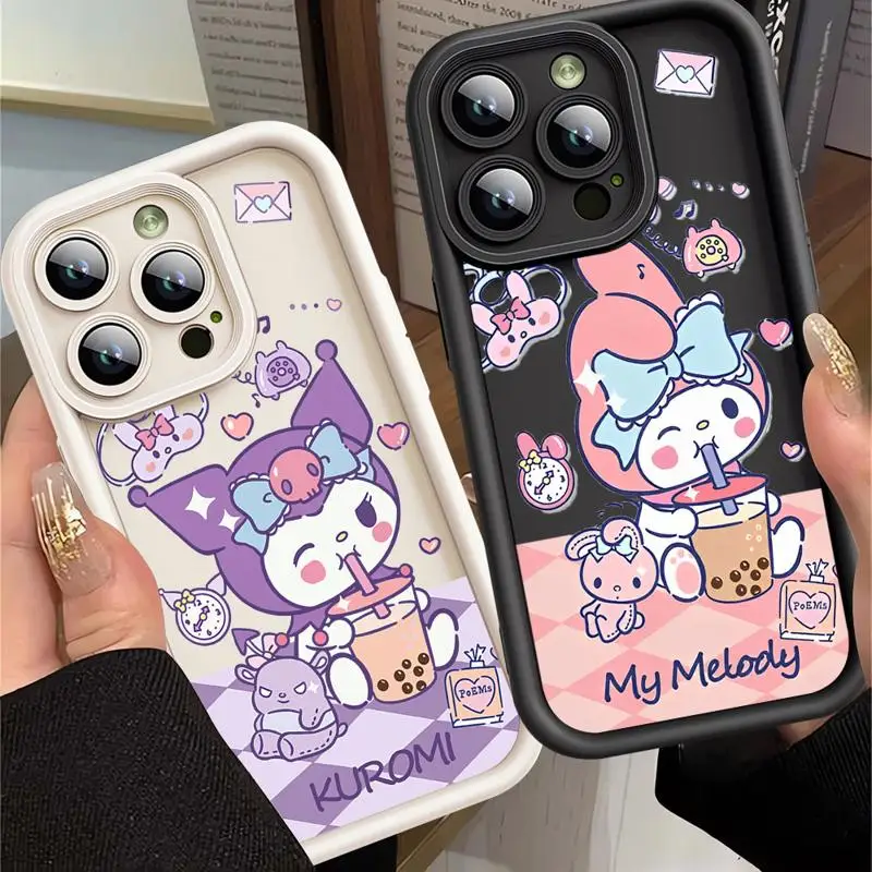 Fuuny Kuromi Melody Shockproof Case For Apple iPhone 11 14 Pro Max 15 Plus 12 13 Protective Silicone Funda TPU Phone Cover