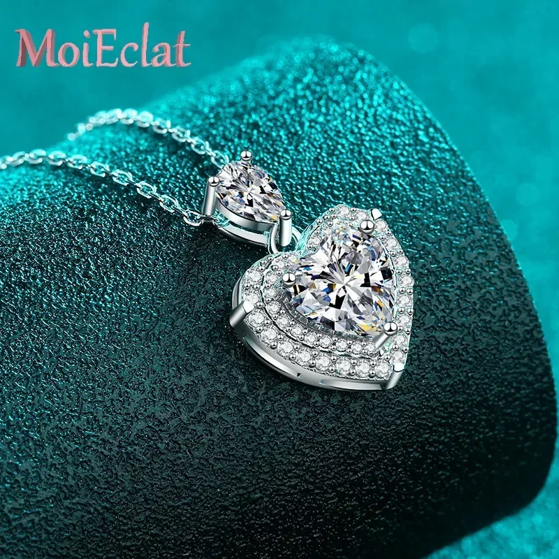 

Подвеска-колье с муассанитом 2.5 карата, имитирующая бриллиант, из платины Pt950, в форме сердца, с сертификатом, элегантное, для свадьбы, подарок