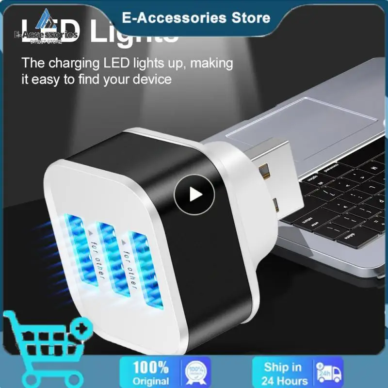 2.0 HUB Quick Charger 3 Ports USB Extender Adapter Multi USB Splitter Hub with Indicator for Laptop & PC &