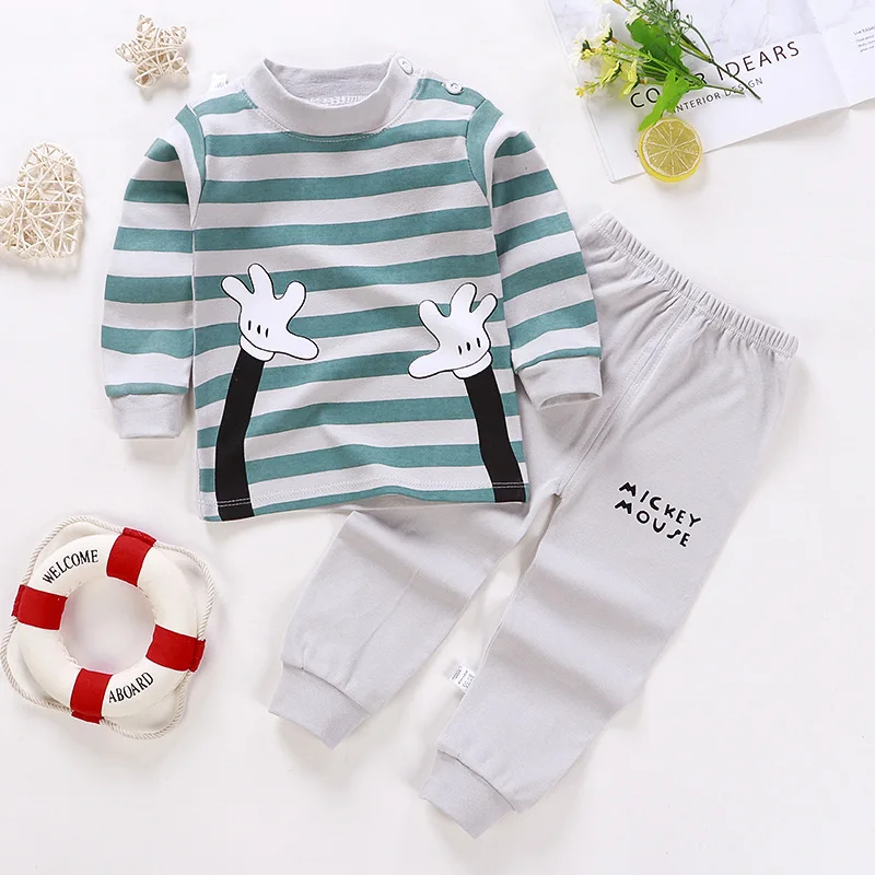 0-4 Year Children's Clothes Set Autumn Winter New Cartoon Home Wear Baby Boys Girls Pajamas Two Piece Cotton Kids Clothing Sets