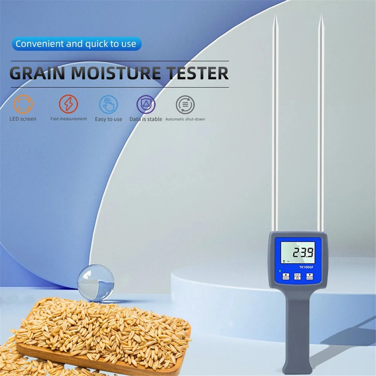 TK100GF Handheld Flour Starch Moisture Tester LCD Digital Display with Backlight Grain Moisture Meter Humidity Tester