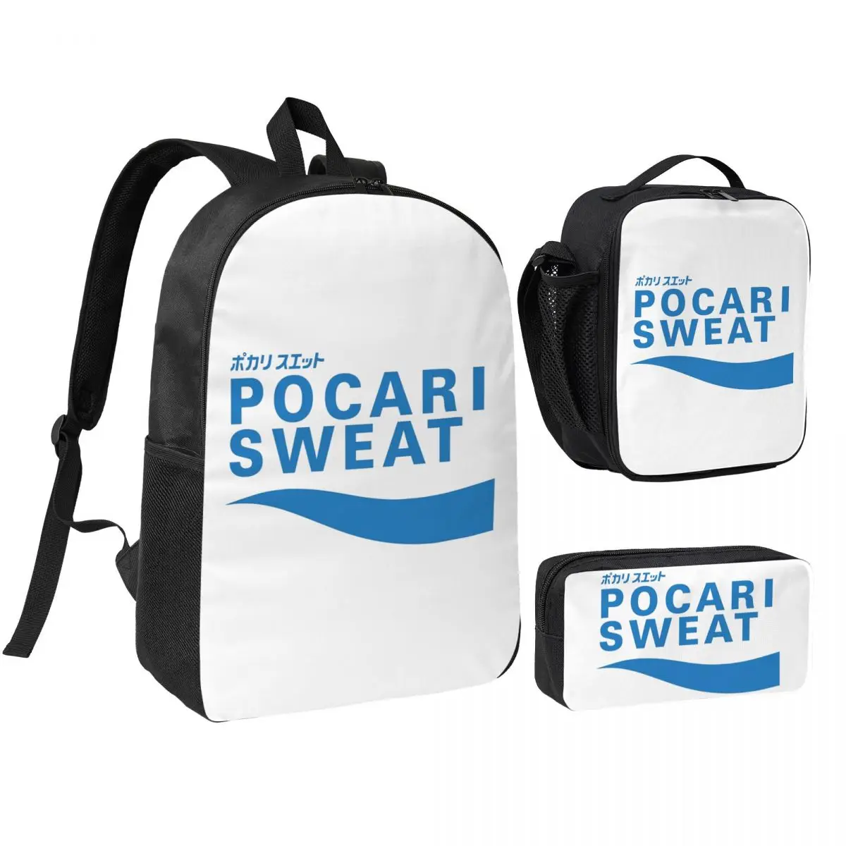

POCARI SWEAT Blue Backpack Student BookBag School Bag Shoulder Bags 3ps Insulated Lunch Bag Pencil Case