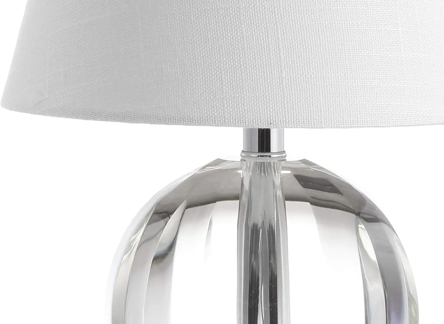 16" Clear Crystal Ball LED Table Lamp, White Modern Bedside Lamp with White Linen Shade, Glam Nightstand Light for Living Room, LED Bulb Included view 6