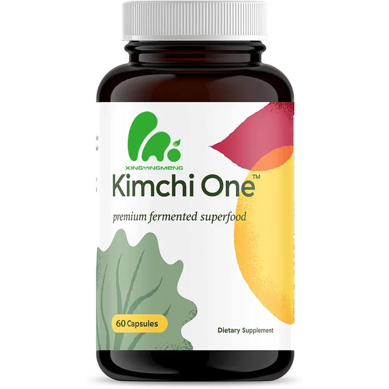 Kimchi powder capsules, probiotics, enzyme and antioxidant supplements, gluten free, 60 vegetarian capsules