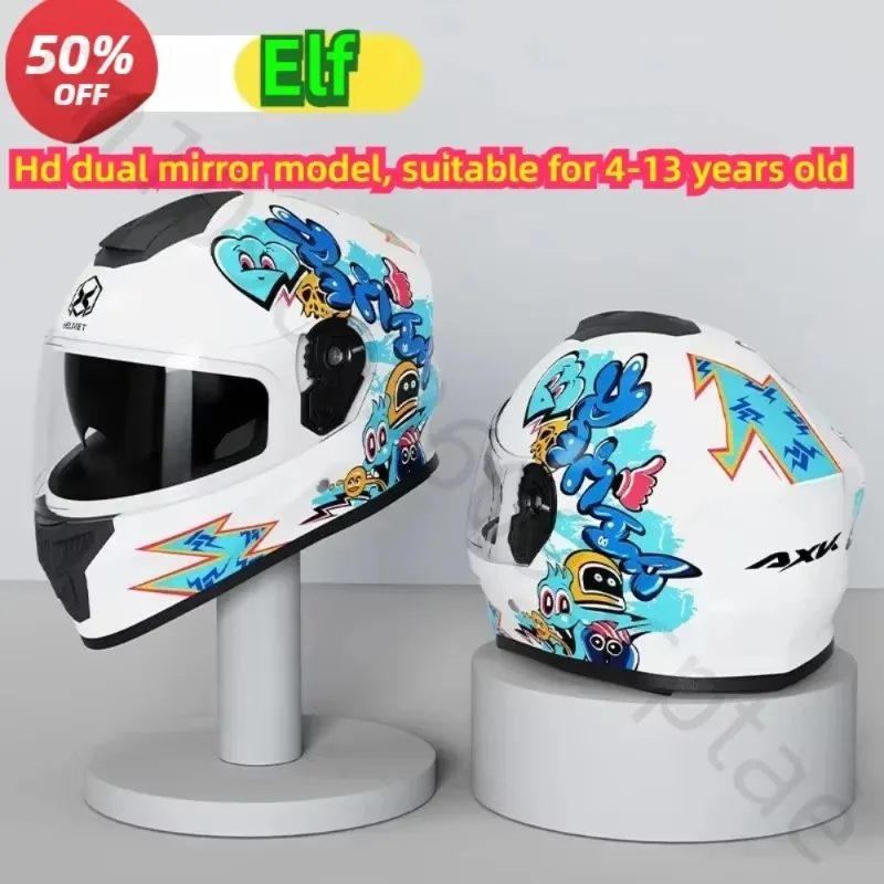 

Children's Favorite Motorcycle Full-face Helmet Cartoon Pattern Children's Helmet New Four-season Safety Protection Casco Moto