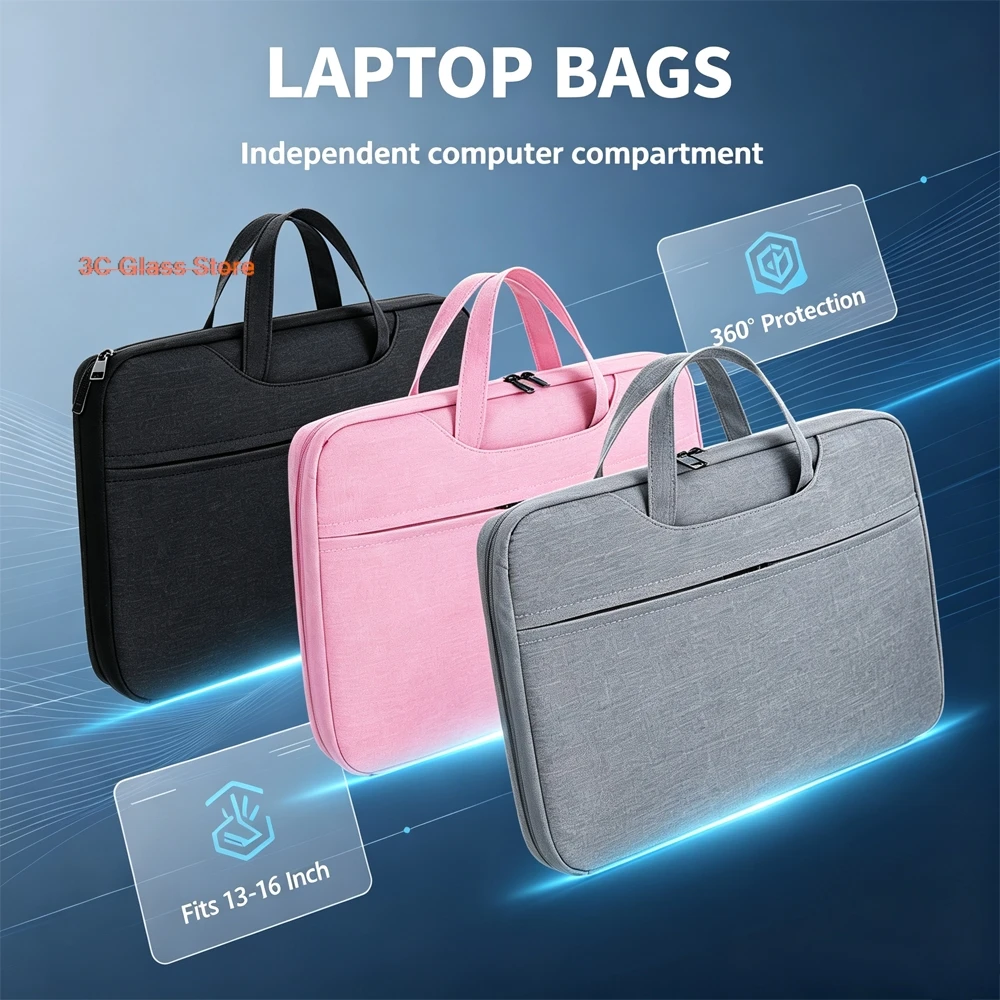 Tablet Sleeve Carrying Case for iPad Tablet for Samsung RedMi Lenovo 9.7-15.4inch Padded Protective Waterproof Bag with Pocket