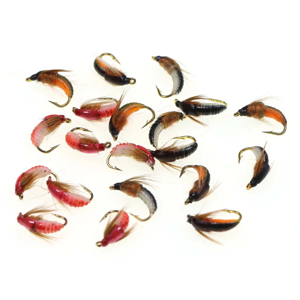 8 Stück # 10 # 12 # 14 Süßwasser-Angelnymphen, Caddis- und Scud-Fliegen, Insektenköder für Forellenfischen, Nymphen, Insektenköder, braune Farbe
