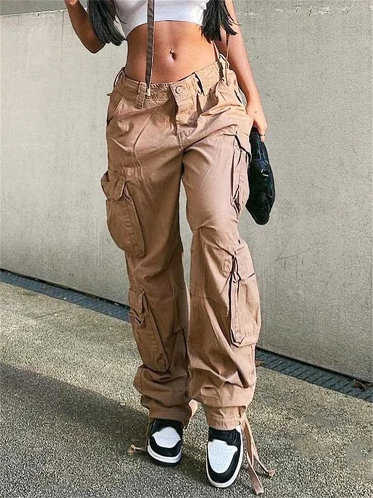 

Y2k Baggy Loose Cargo Pants with Pockets High Waist Hip Hop Joggers Cargo Trousers Sweatpants Streetwear