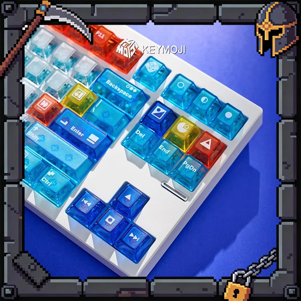 

Оригинальные прозрачные PBT-кейкапы KEYMOJI Mondriaan для клавиатуры Ev63 с термосублимацией, аксессуары для ПК