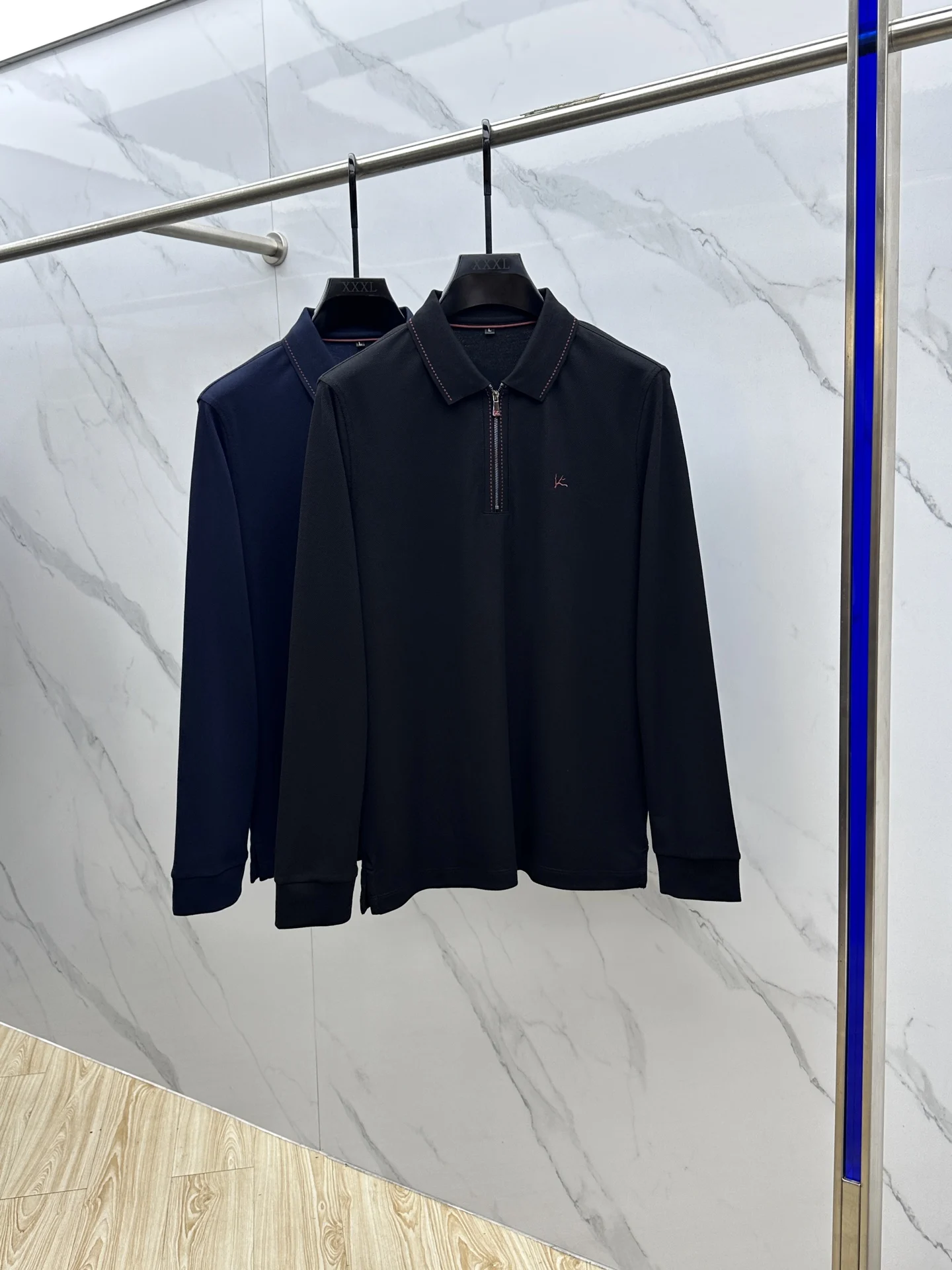 OECHSLI Polo shirt men 2025 New Fashion embroidery elastic long sleeves breathable zipper outdoors high quality big size M-3XL