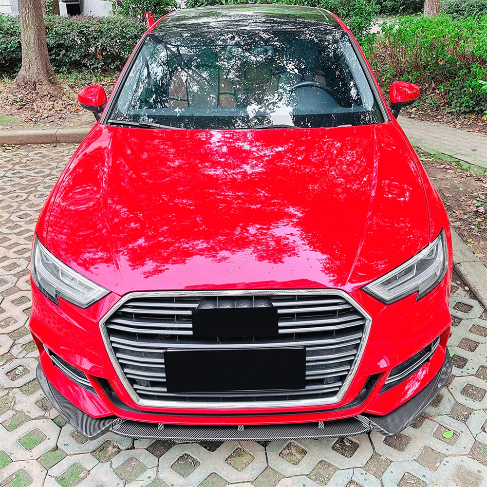 

Car Front Bumper Lip Spoiler Splitter Diffuser 3Pcs Body Kit For Audi S3 A3 Sportback 8V FL S-line 2016 To 2020 ABS Black Tuning