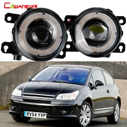 2 X Car Fog Light LED Angel Eye Daytime Running Light DRL 30W H11 For Citroen C4 Coupe Hatchback Sedan 2004-2023 (Except Cactus)