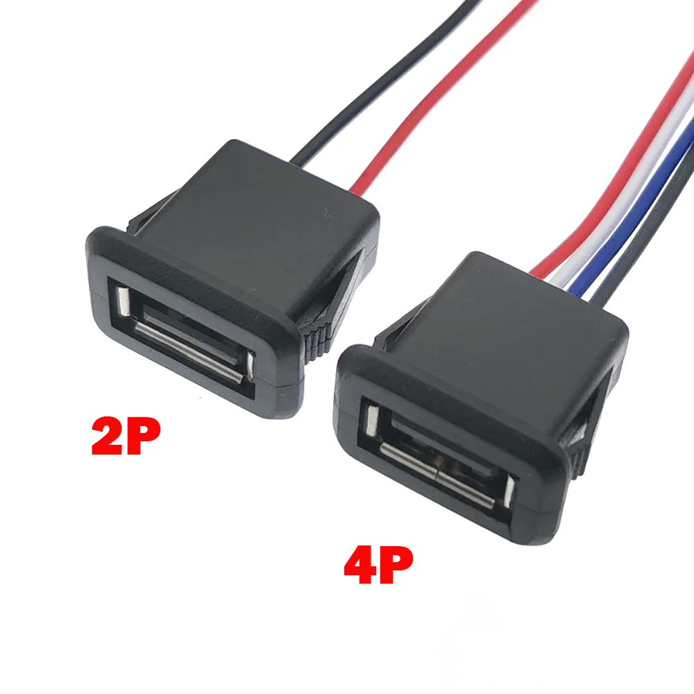 1/2/5szt 2Pin 4Pin USB 2.0 żeńskie gniazdo zasilania 2P 4P USB2.0 złącze portu ładowania interfejs danych z kablem USB gniazdo ładowarki