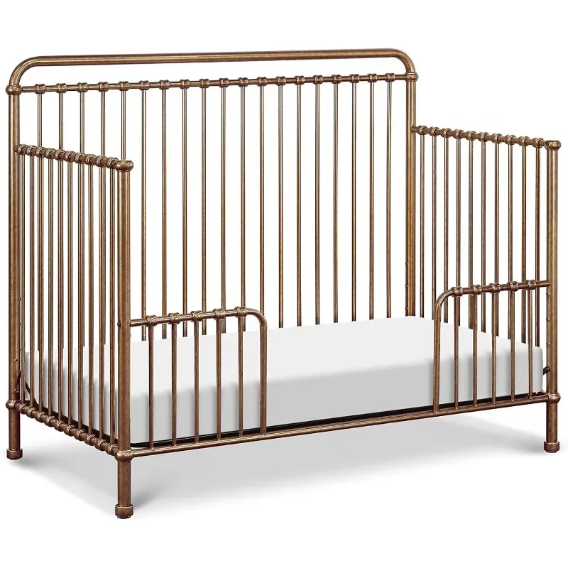 NAMESAKE Winston 4-in-1 converteerbare metalen wieg in vintage goud, Greenguard goud gecertificeerd